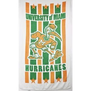 Vintage University Of Miami Hurricanes Sebastian Ibis Beach Towel 58" x 30" USA